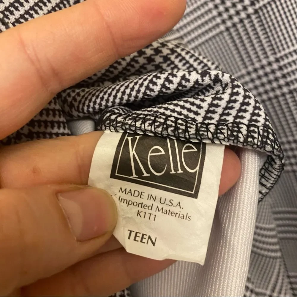 Kelle dance costume black white plaid 2 piece suit pants ON MY WAY 2840 teen
